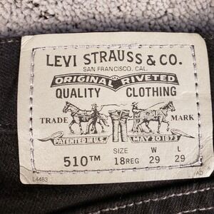 VTG‎ Levis 510 Jeans Womens 18 Black Super Skinny Stretch Dark Wash Denim